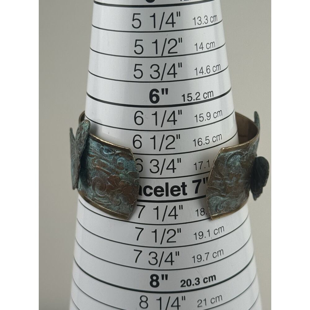 Elaine Coyne Turquoise Patina Butterfly Cuff Bracelet, Designer Signed, NEW! - Picture 6 of 7